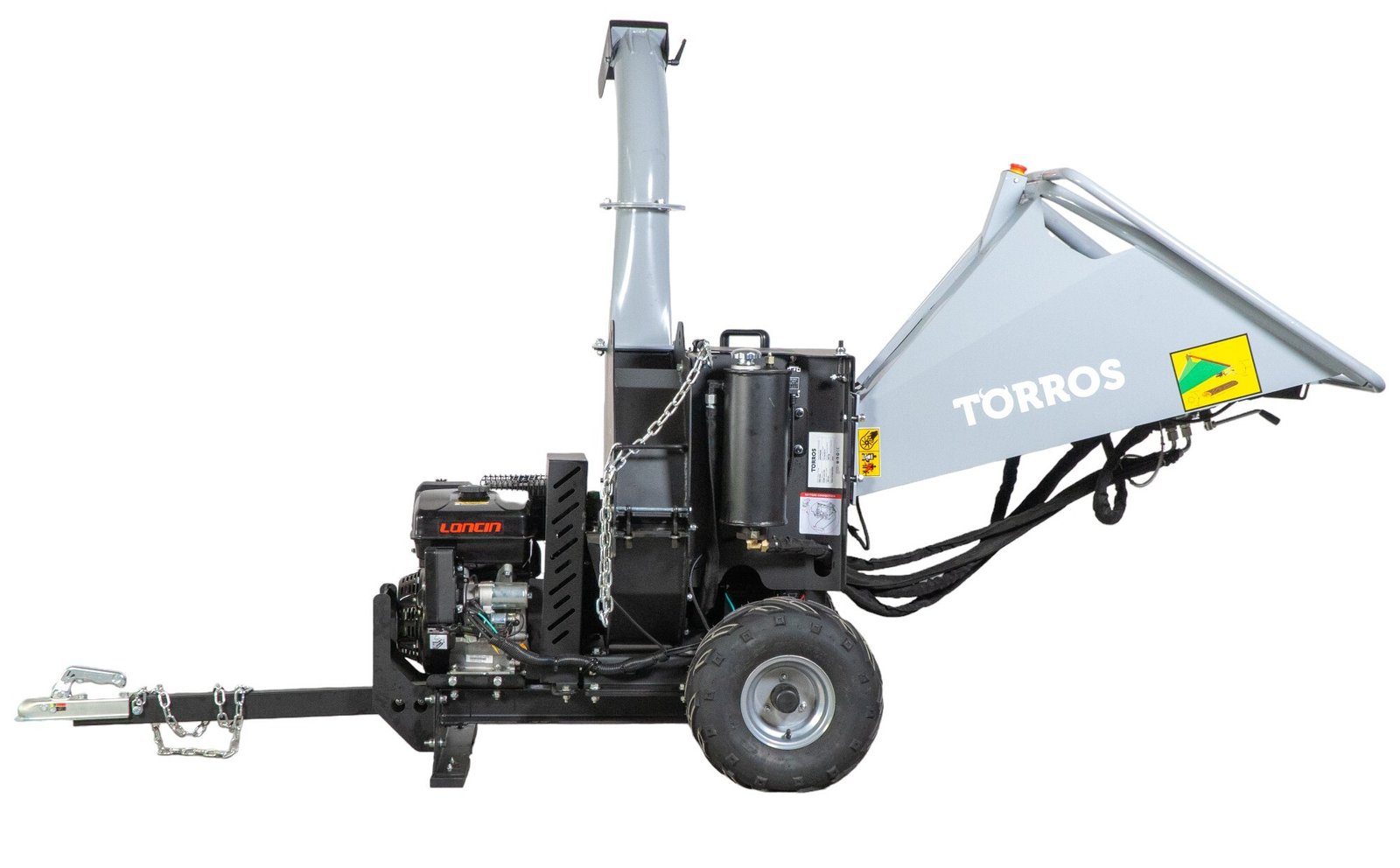 Broyeur de végétaux et branches à rouleau hydraulique pro tractable thermique essence 15cv 420cc 120mm avec démarrage électrique