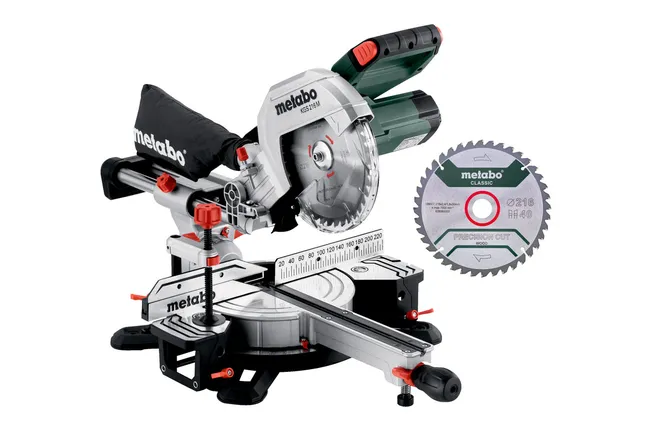 Scie à onglet radiale KGS 216 M + 2ème lame carbure METABO, 216 mm, 1500 W